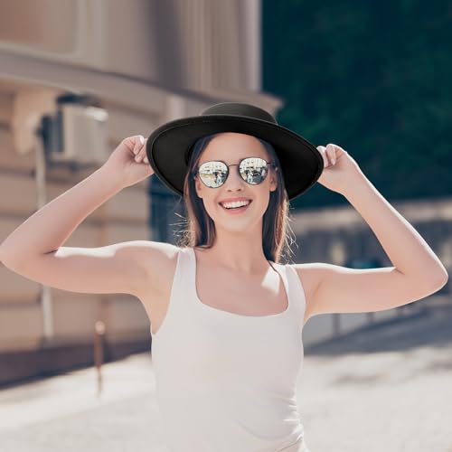 JaGely Hats Felt Hat for Women with Belt - color: Black