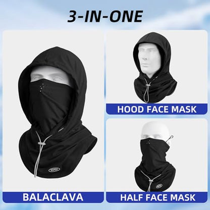 Summer Balaclava Face Mask with Breathable Holes Sun Face Shield for Men - color: Black