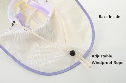 UV Sun Protection Hat Women Foldable Neck Flap Wide Brim Fishing Hat with Ponytail Hole for Women - color: Off-white