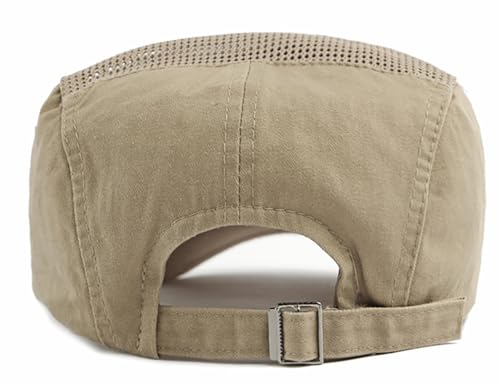 DIYDECAL Mens Cotton Mesh Newsboy Cap Flat Ivy Gatsby Hat Summer Driving Cabbie Cap - color: Khaki