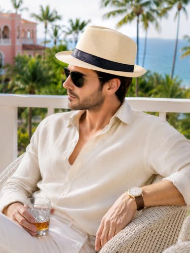 BABEYOND Men's 1920s Short Brim Trilby Fedora Hat - color: A-brown