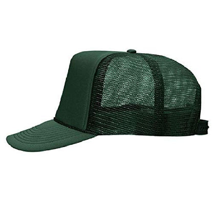 OTTO Polyester Foam Front 5 Panel High Crown Mesh Back Trucker Hat - color: Dk. Green