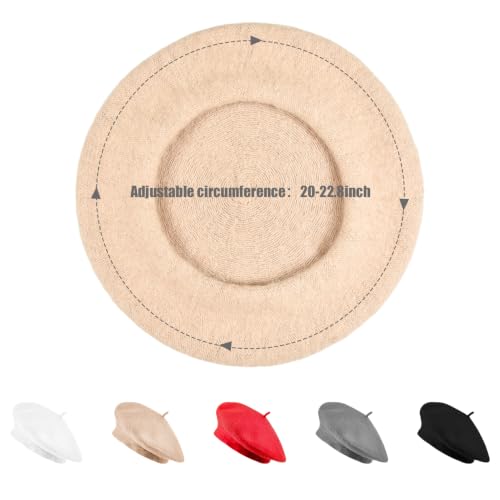 Jolbndcv 6PCS Beret, French Beanie, Outdoor, Winter, Fashion Lady Hat - color: Gray,khaki