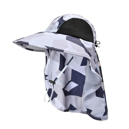 Sun Hat for Men Women with Neck Flap,UPF 50+ UV Protection Fishing Hat - color: 1pack-camo Grey