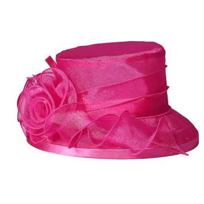 Floral Wedding Hat for Women's Tea Party Fascinators Kentucky Church Derby Hats - color: Rose