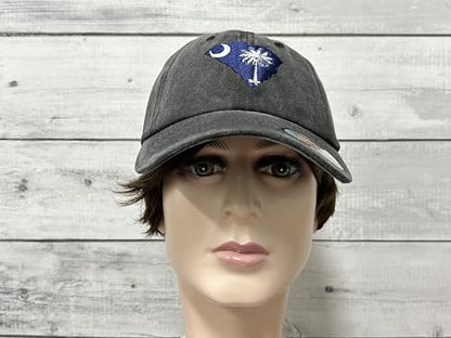 America State City Flag Hats - color: South Carolina Flag (Washed Black)