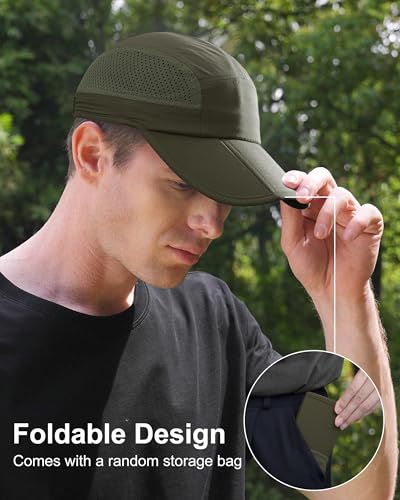 GADIEMKENSD Mens Folding Outdoor Hat Long Brim UPF 50+ Sun Protection - color: Folding Army Green