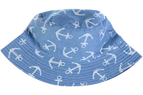BYOS Unisex Trendy Reversible Lightweight Printed Bucket Hat Packable Outdoor - color: Anchor Light Denim