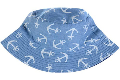 BYOS Unisex Trendy Reversible Lightweight Printed Bucket Hat Packable Outdoor - color: Anchor Light Denim