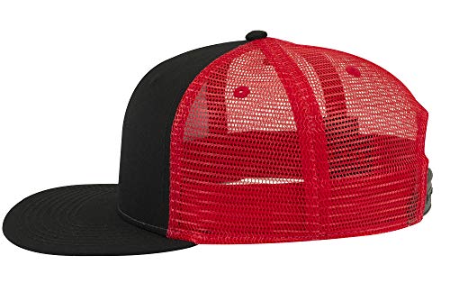 OTTO SNAP Hawaiian Pattern Square Flat Visor 6 Panel Pro Style Snapback Hat - color: Blk/Blk/Red