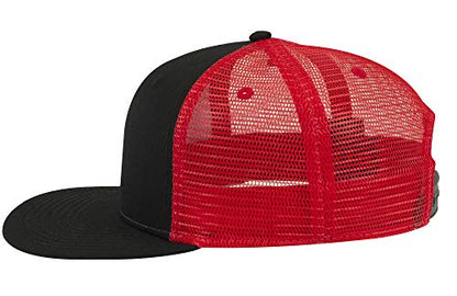 OTTO SNAP Hawaiian Pattern Square Flat Visor 6 Panel Pro Style Snapback Hat - color: Blk/Blk/Red