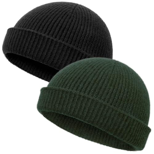 vidsel Thin Wool Fisherman Beanie Hat for Men Women Fall Winter Fashion Cap - color: 2-black, Army Green