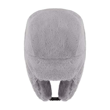 MioCloth Faux Fur Winter Earflap Russian Ushanka Hat - Fur Lined Winter Cap - color: Grey