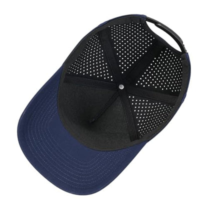BOTVELA Men Adjustable Snapback Laser Cut Mesh Baseball Cap - color: Navy