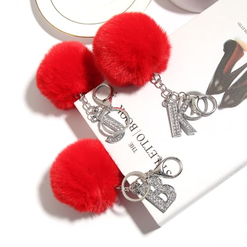 SUSULU Red Fluffy Faux Fur Pom Poms Pompoms with Tiny Loop Ball Crafts Holiday Pom Poms Balls DIY Keychain Supplies Party Decorations Hats Shoes Garments Accessories 2.8 Inch 6pc - color: Red