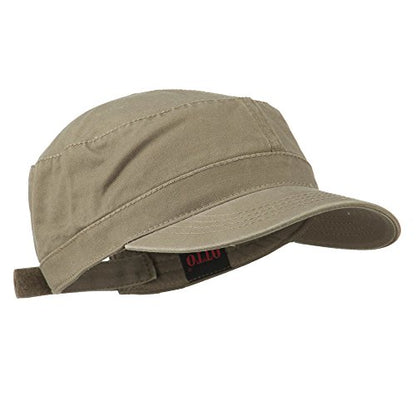 Garment Washed Adjustable Army Cap - color: Dark Khaki
