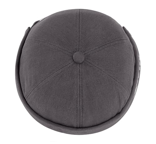 DIYDECAL Retro Brimless Skullcap Hat Docker Cap,Sailor Worker Hat Beanie Hat for Mens - color: Grey