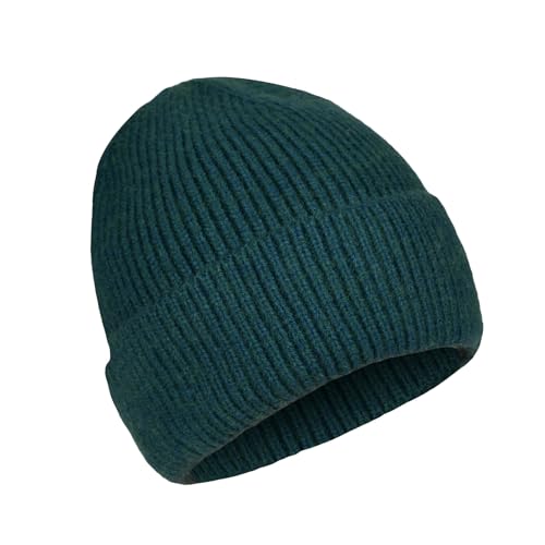 Beanie for Men Women Cuffed Thick Knitted Skull Cap Unisex Winter Hat - color: Dark Green