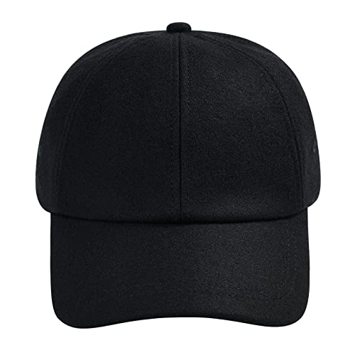 BOTVELA Men Wool Adjustable Tweed Baseball Cap - color: Black