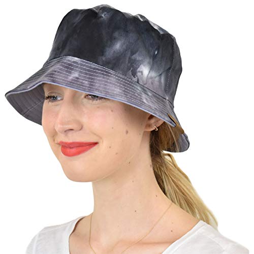 C.C Unisex 100% Cotton Packable Reversible Tie Dye Bucket Sun Hat - color: Black/Grey