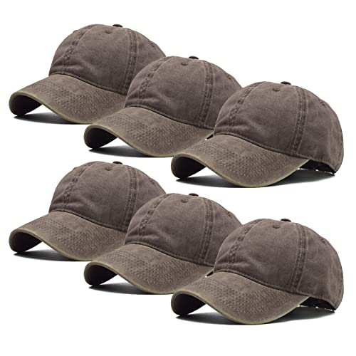 Ultrafun Unisex Vintage Baseball Cap Washed Distressed Plain Blank Baseball Hat Adjustable Dad Hat for Outdoor Sports - color: 6pack-coffee