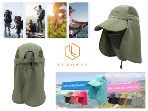Full Coverage Removable UPF 50+ Sun Hat, Breathable Quick Dry Running Cap - color: Army Green, size: Small