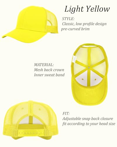 Gelante Mesh Trucker Hat Baseball Cap Structured Front Panel Wholesale LOT 12 Pack - color: Light Yellow