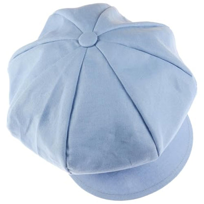 Lipodo Classic Baker Boy Cap Made in Italy Linen Cotton Ladies Elastic Band Spring Summer - color: Light Blue