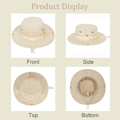 Men-Women-Fishing-Hat Sun-Protection-Safari-Cap Outdoor-Camping Bucket Hat - color: Beige