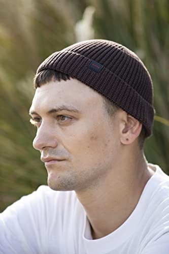 Fisherman Beanie Hats for Men Women,Knit Trawler Skull Cap,Watch Cap,Spring Fall Winter Warm Short Hats - color: (Cotton)-brown-m