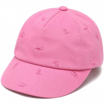 Cotton Toddler Baseball Cap,Embroidered Dinosaur Adjustable Sun Hat - color: A-6-ed-dino-pink, size: 6-12 Months