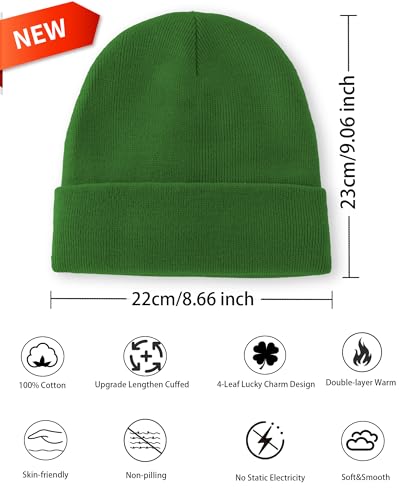 100% Cotton Beanie Lengthen Cuffed Beanies Knit Winter Hats Unisex - color: 1-army Green
