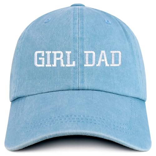 Trendy Apparel Shop Girl DAD Embroidered Unstructured Pigment Dyed Cotton Baseball Cap - color: Light Blue