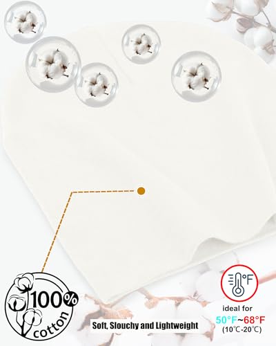 ROYBENS Thin 100% Cotton Beanie for Men Women Lightweight Slouchy Chemo Hat - color: 1pcs-white