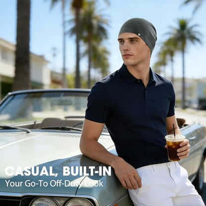WTACTFUL 3-Pack Soft Viscose Slouchy Beanie Skull Cap for Men and Women - color: Black+gray+brown