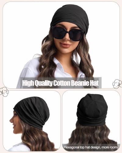 100% Cotton Summer Beanie for Men Women, Thin Soft Slouchy Beanies - color: 1pcs-black, size: Large