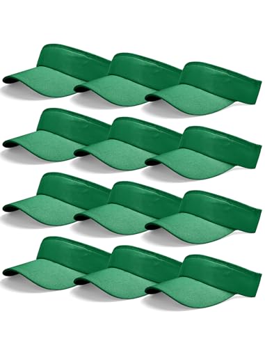12 Pack Sun Visor Hats Softball Adjustable Cap Sun Protection for Women Men - color: Green