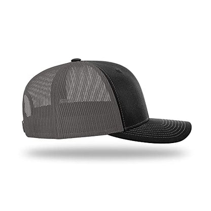 Richardson 112 Classic Six-Panel Adjustable Snapback Trucker Cap - color: Black/Charcoal