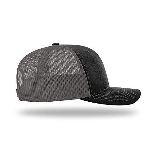 Richardson 112 Classic Six-Panel Adjustable Snapback Trucker Cap - color: Black/Charcoal