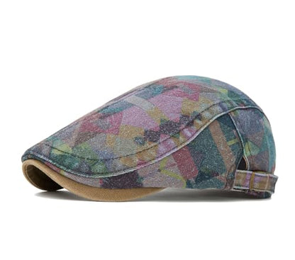 Quanhaigou Unisex Denim Newsboy Hats Flat Ivy Gatsby Cabbie Driving Berets Hat Cotton Dad Cap for Men Women - color: Camo Khaki