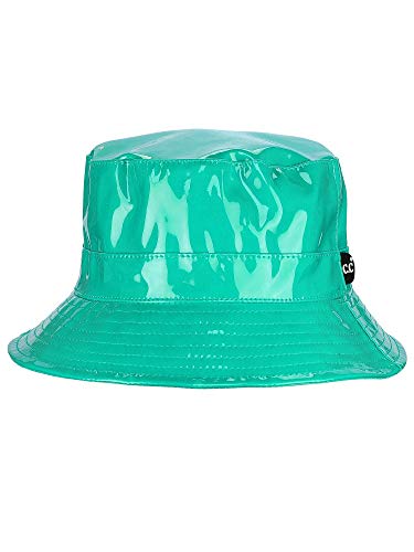 C.C Women's Waterproof Patent Leather Bucket Hat, Glossy Vinyl Rain Hat, Packable Travel Sun & Rain Cap - color: Mint
