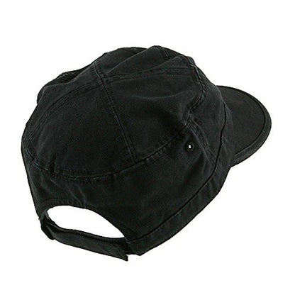 Wholesale Enzyme Washed Cotton Army Cadet Castro Hats - color: Black