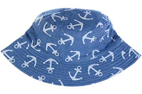 BYOS Unisex Trendy Reversible Lightweight Printed Bucket Hat Packable Outdoor - color: Anchor Mid Denim