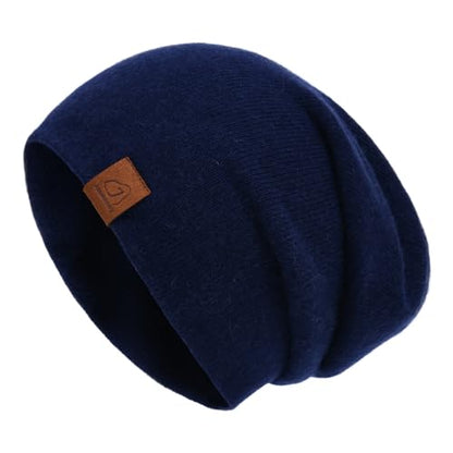 jaxmonoy Slouchy Knit Beanies Winter Hats for Women Men Soft Warm Reversible Slouch Cuffed Skull Knitted Beanie Cap - color: Navy
