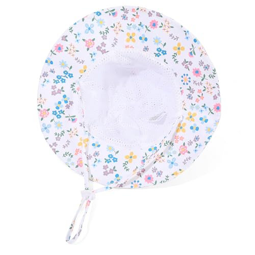 Baby Girl Sun Hat Toddler Beach Hats with UPF 50+ Protective Infant Summer Hat with Wide Brim Baby Girls Bucket Hat - color: Pink Stripe + Beige Stripe, size: 0-6 Months