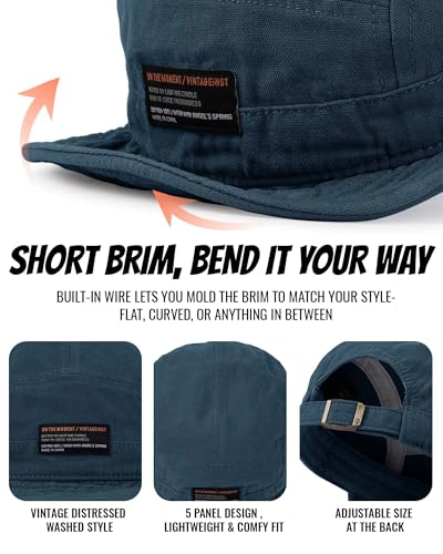 Croogo Short Brim Baseball Cap 5 Panel Flat Brim Hat for Men Street Style - color: Dy09-blue