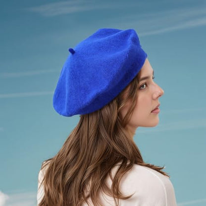 Women's Wool Beret: 70% Wool French Hat for Daily, Lightweight & Chic Berets for Women - color: Royal Blue