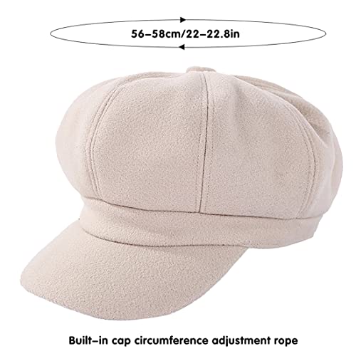 Newsboy Caps for Women Classic Beret Hats Autumn Winter Cap - color: Beige