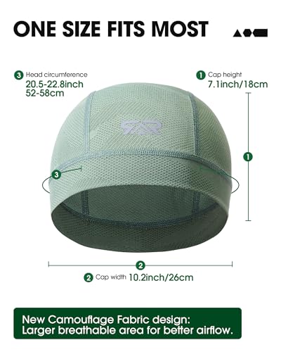 SUNMECI 2Pcs Camo Breathable Mesh Helmet Liner Skull Cap Cooling Cycling Moisture‑Wicking Hard Hat for Men Women - color: Black&army Green