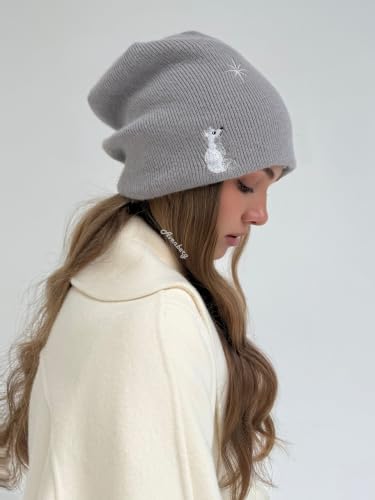 Oversized Slouchy Non-Itchy Knit Beanie Winter Hat for Men & Women - color: Grey
